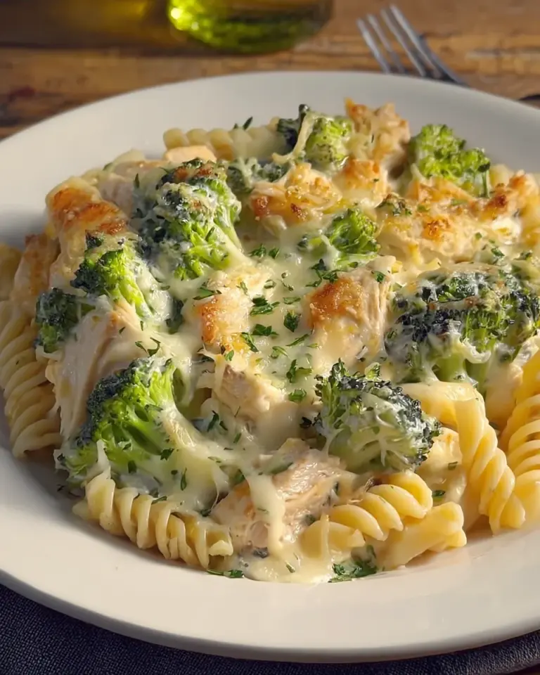 Cheesy Chicken Alfredo Broccoli Bake
