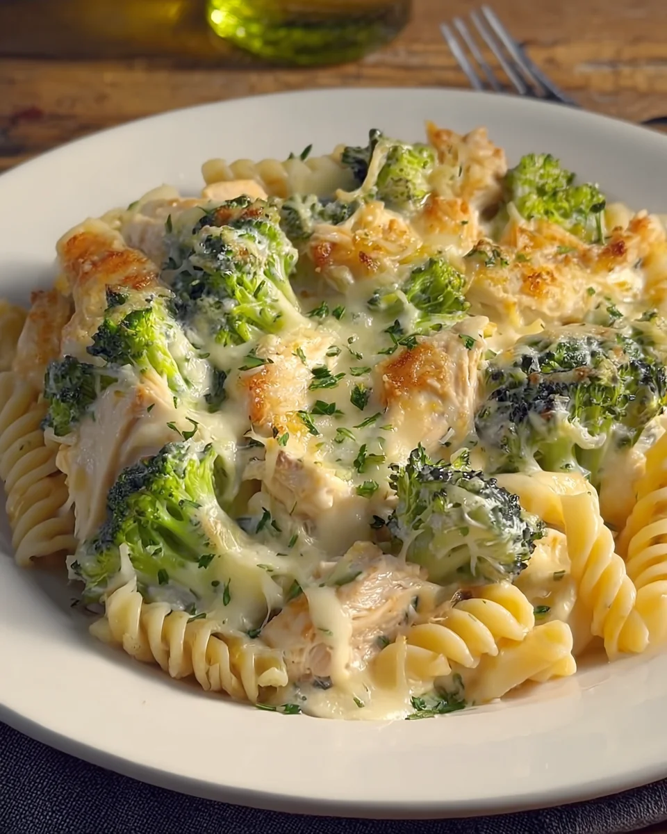 Cheesy Chicken Alfredo Broccoli Bake