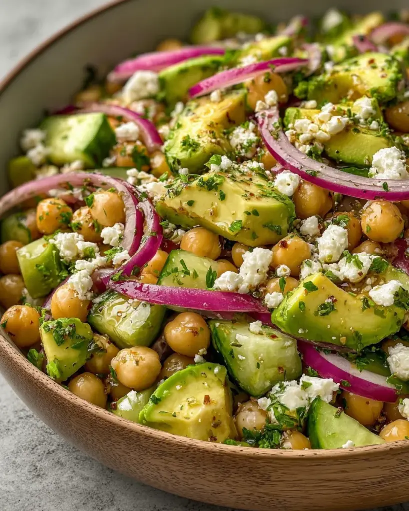Chickpea Feta Avocado Salad