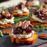 Cranberry, Pecan, Goat Cheese, Sweet Potato Bites