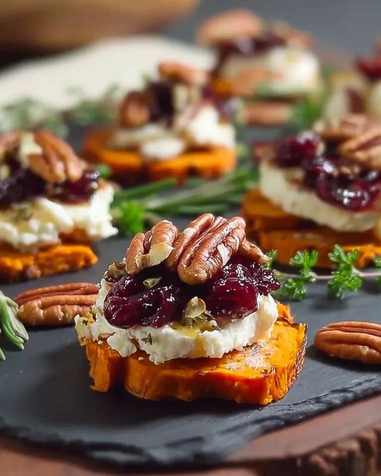 Cranberry, Pecan, Goat Cheese, Sweet Potato Bites