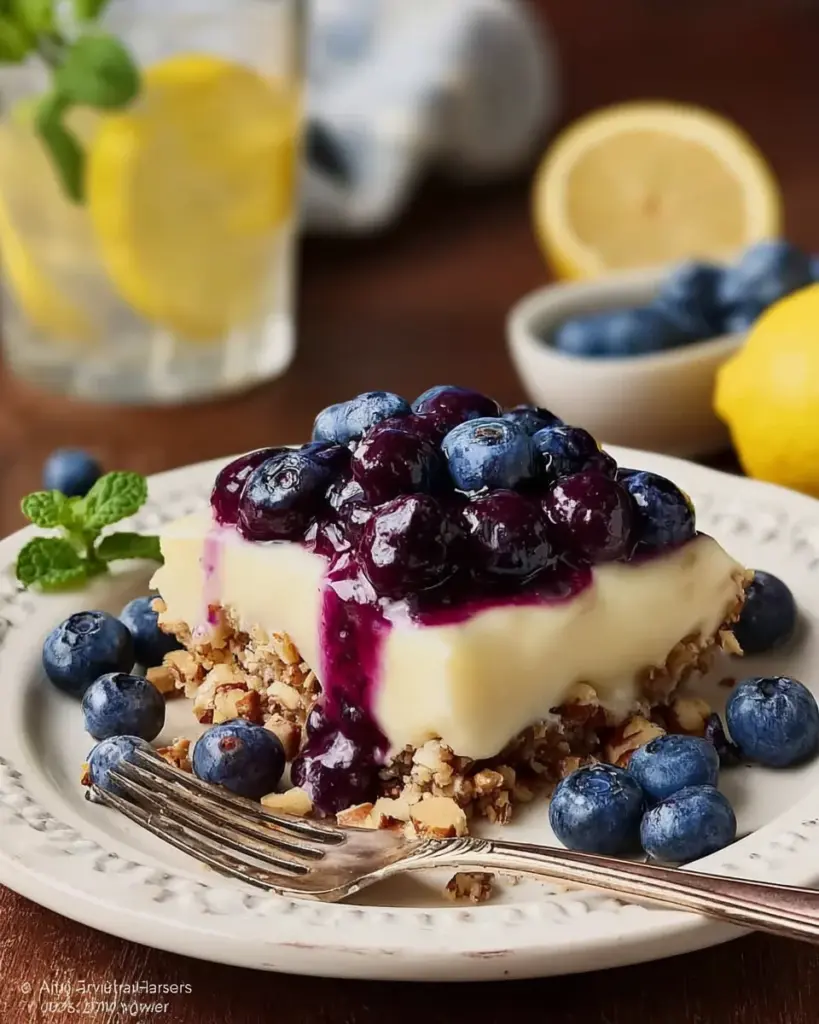 Cream Cheese Lemon Dessert with Blueberry Topping