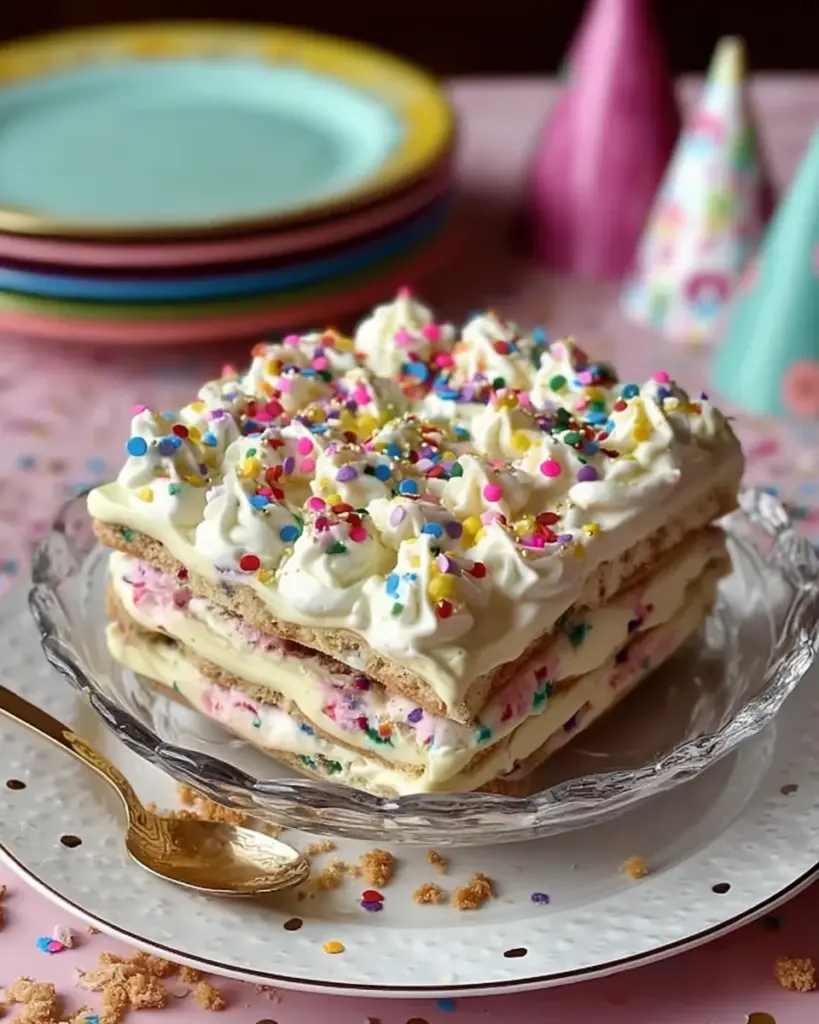 No-Bake Funfetti Cake Delight