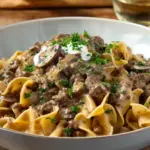 One Pan Ground Beef Stroganoff