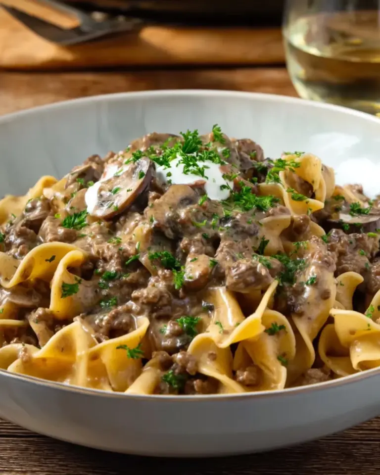 One Pan Ground Beef Stroganoff