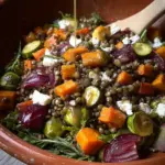 Roasted Veggie Lentil Salad with Maple-Mustard Dressing