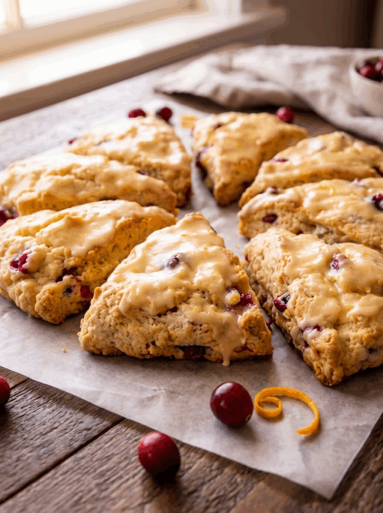 Cranberry Orange Scones with Glaze