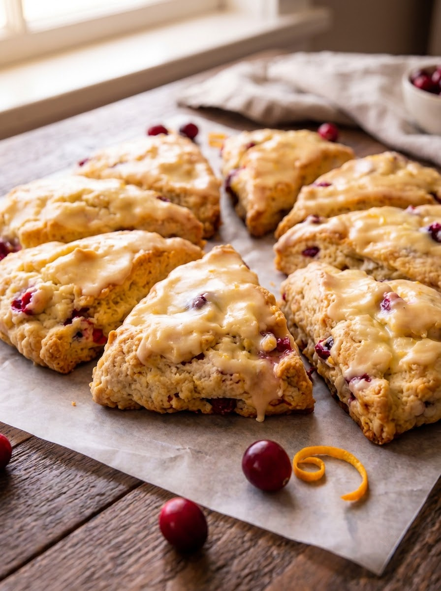 Cranberry Orange Scones with Glaze